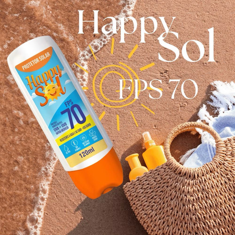 Kit 2 Protetor Solar HAPPY SOL12OML, Fps 70 Facial e Corporal