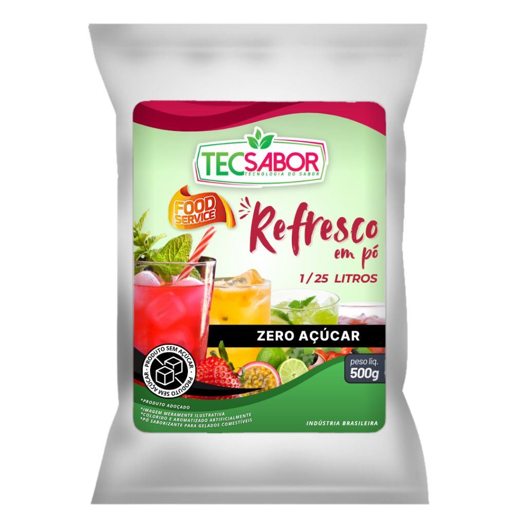 Refresco em Pó Zero 500g Rende 25 L TecSabor em Oferta na Shopee
