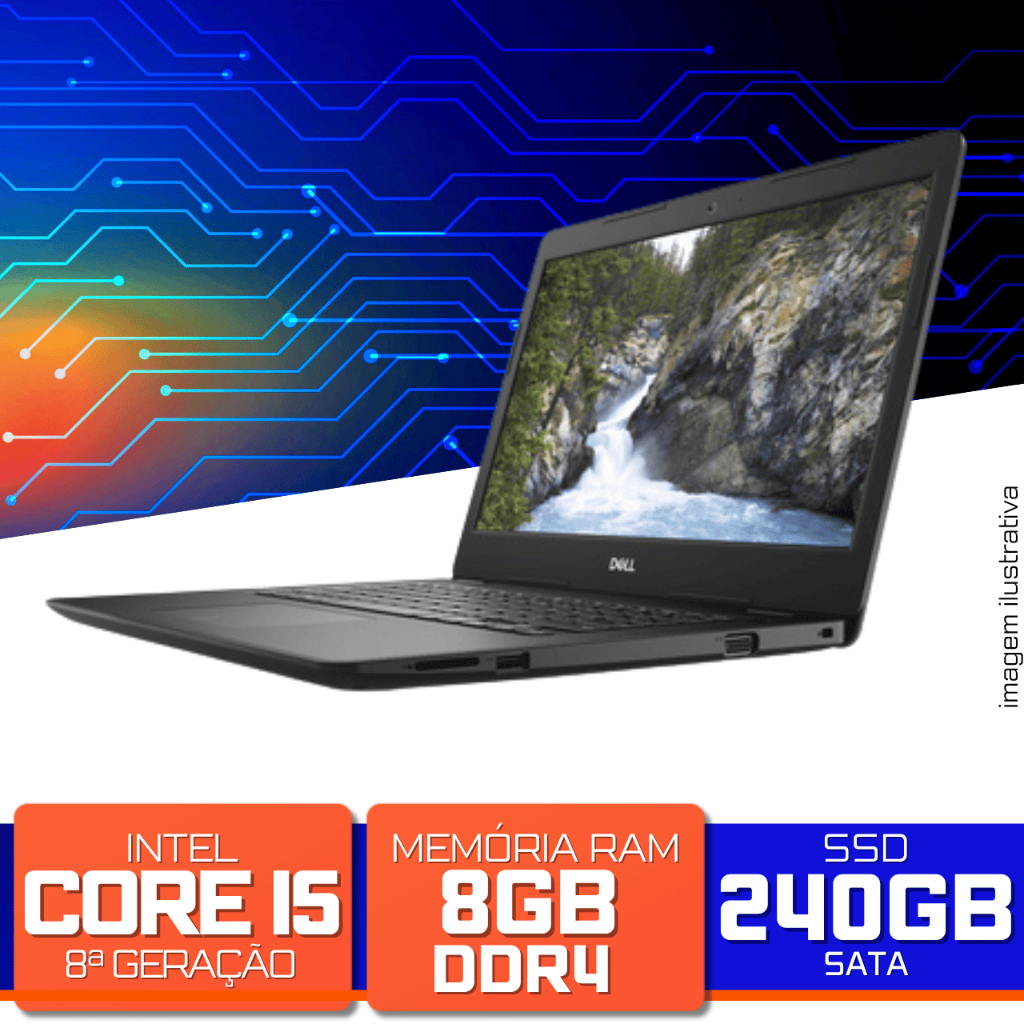 Notebook Dell Vostro 14-3480 - i5-8265u ,  8GB DDR4, SSD 240GB, Tela 14" - Windows 11 PRO