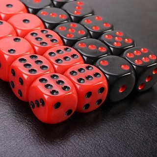 Dados de 6 Lados Vermelho e Preto de 16mm (1,6 Cm) Cores Vibrantes