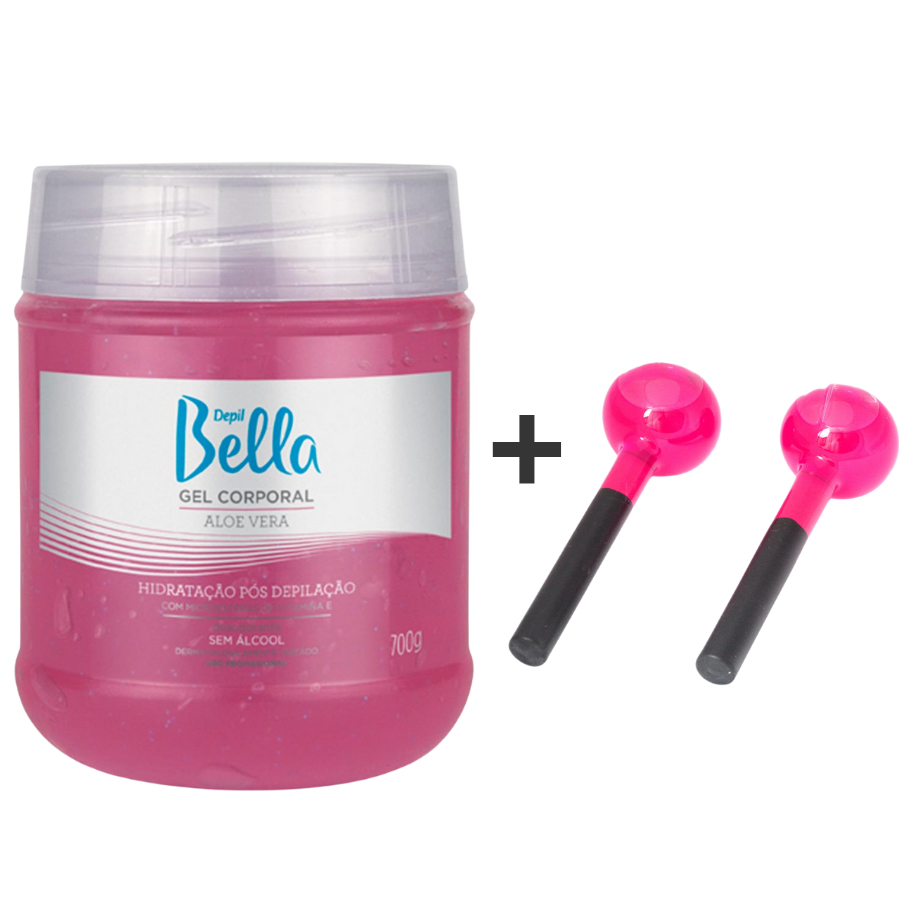 Kit Cromoterapia Gel Calmante Aloe e Vera 700g Depil Bella + Esfera de Cromoterapia Pequena Rosa