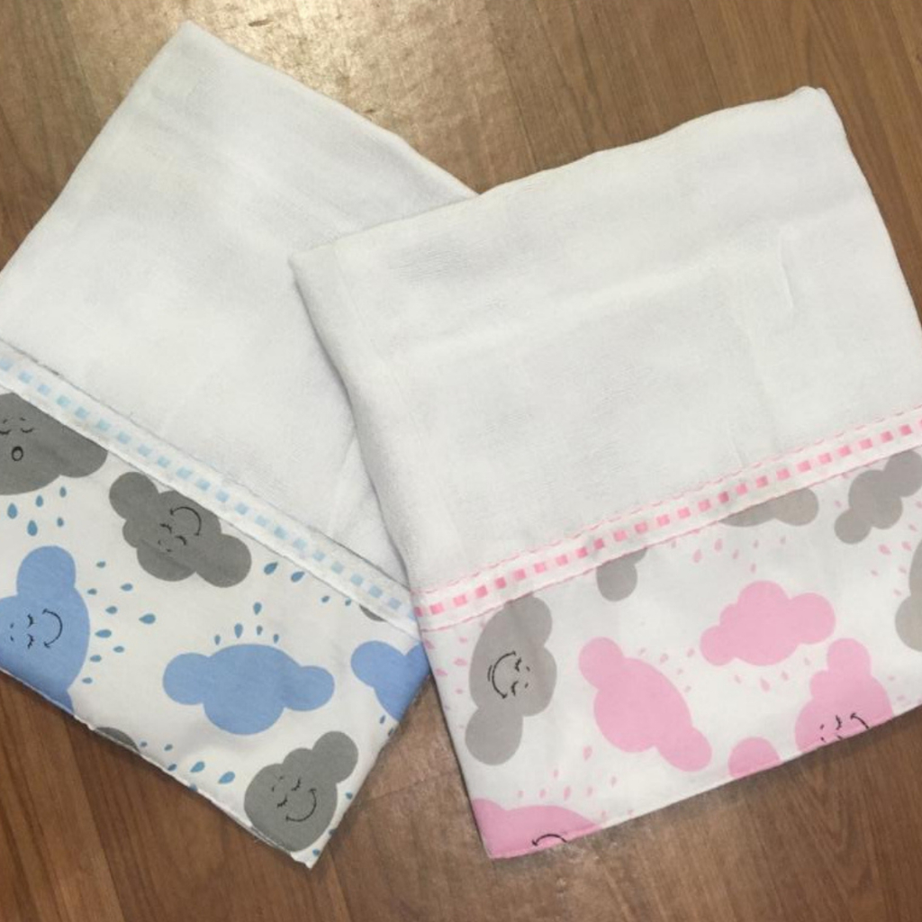 Toalha Fralda para Recém-nascido 100% algodão com barrado estampado em Oferta na Shopee
