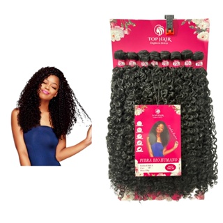 Cabelo Cacheado Fibra Bio Humano 70cm 8Telas 300g Top Hair EMILY em Oferta na Shopee
