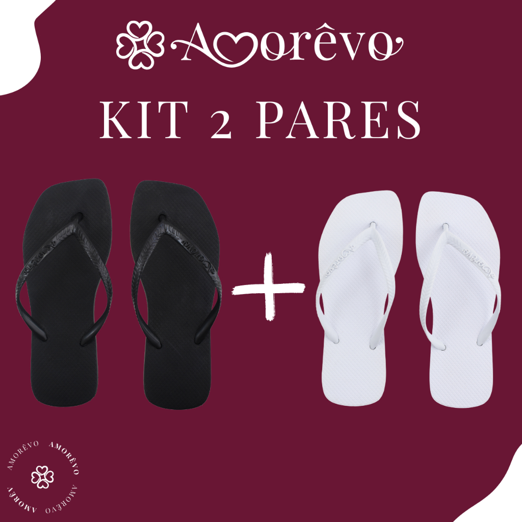 Kit 2 Pares de Chinelo Amorêvo Square Basic 33 ao 42 Macio Confortavel em Oferta na Shopee