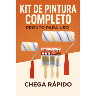 Kit de Pintura Completo, unidade ou o kit (kit completo 2 Rolos (4” e 10”) + 3 Pincéis) – Parede e Reforma em Oferta na Shopee