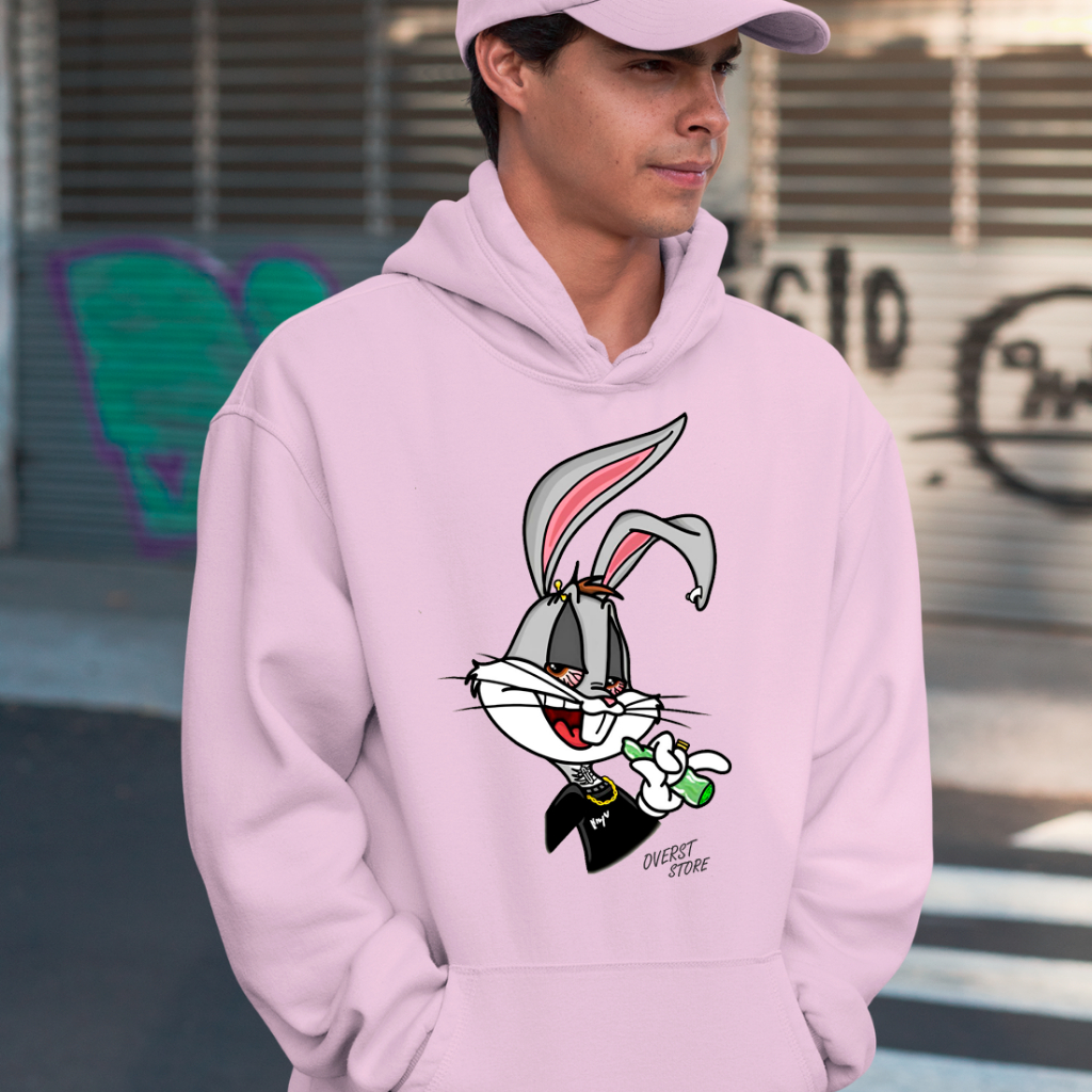 Moletom Canguru Masculino Estampado Coelho Brisado Overst Algodão Flanelado Quentinho Lançamento