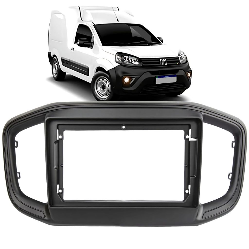 Moldura Painel 9 Polegadas Fiat Nova Fiorino 2021 2022 2023 2024 2025 Preta