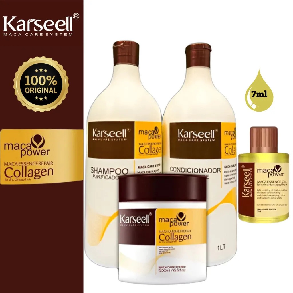 Kit Máscara Karseell 500g + 1 Shampoo 1l + 1 Condicionador Karseell 1l + Òleo Karseell 7ml
