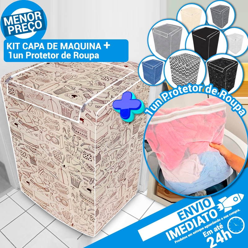 Capa P/ Máquina de Lavar Lavadora Brastemp Electrolux Consul Proteção Total + Saco de Lavar Roupa