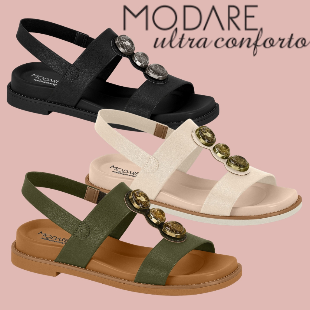 Sandalia Ortopedica Modare Feminina Ultra Conforto Pedraria em Oferta na Shopee