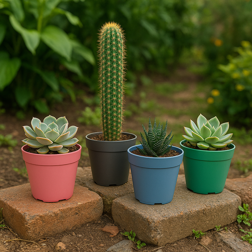 Kit 6 Vasos Coloridos 150 ml Suculentas Cactos Cachepot Decorativo Pequeno Mesa Escritório Jardim