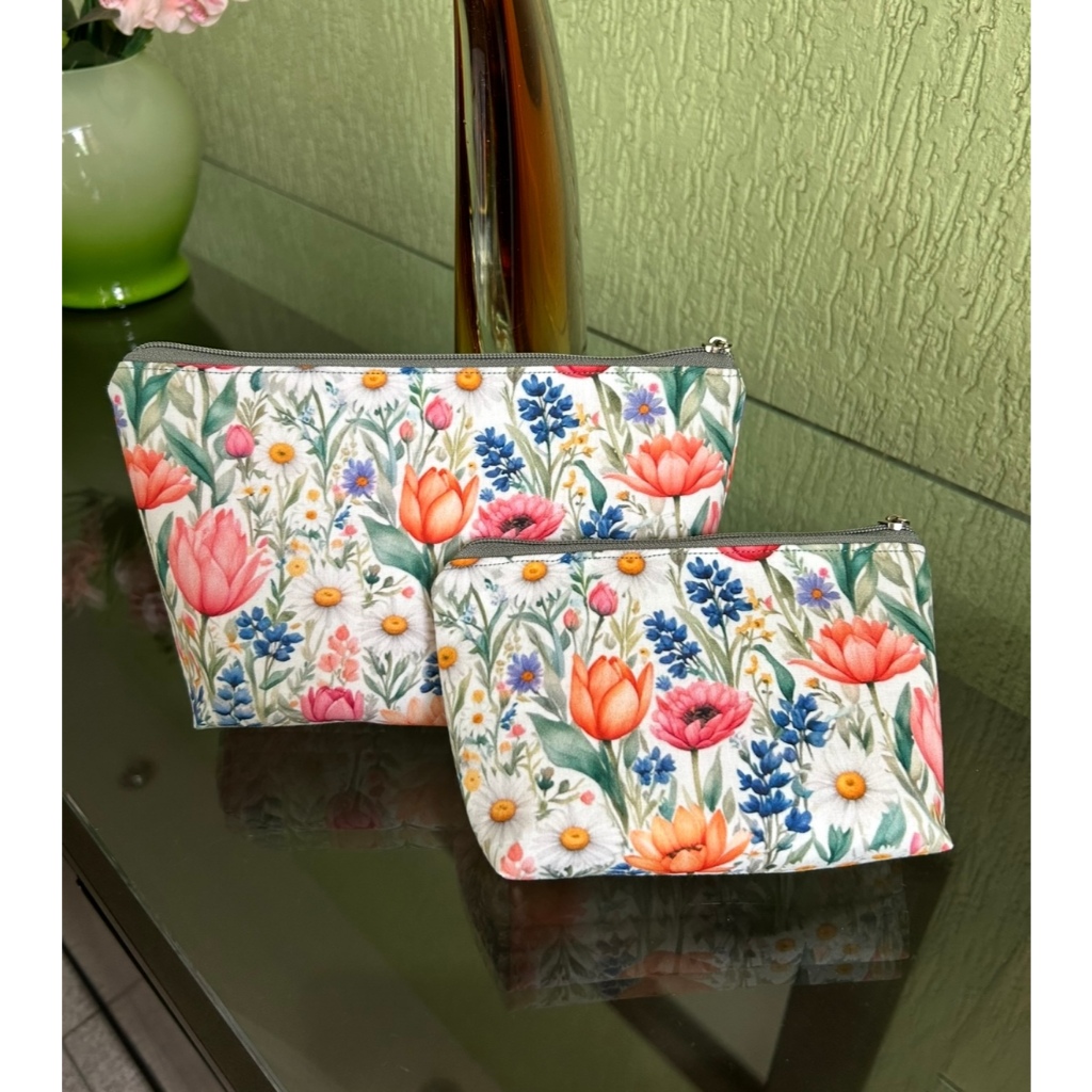 Kit 2 Nécessaire Bolsinha Com Zíper Para Cosméticos / Artigos De Higiene / Bolsinha de Viagem