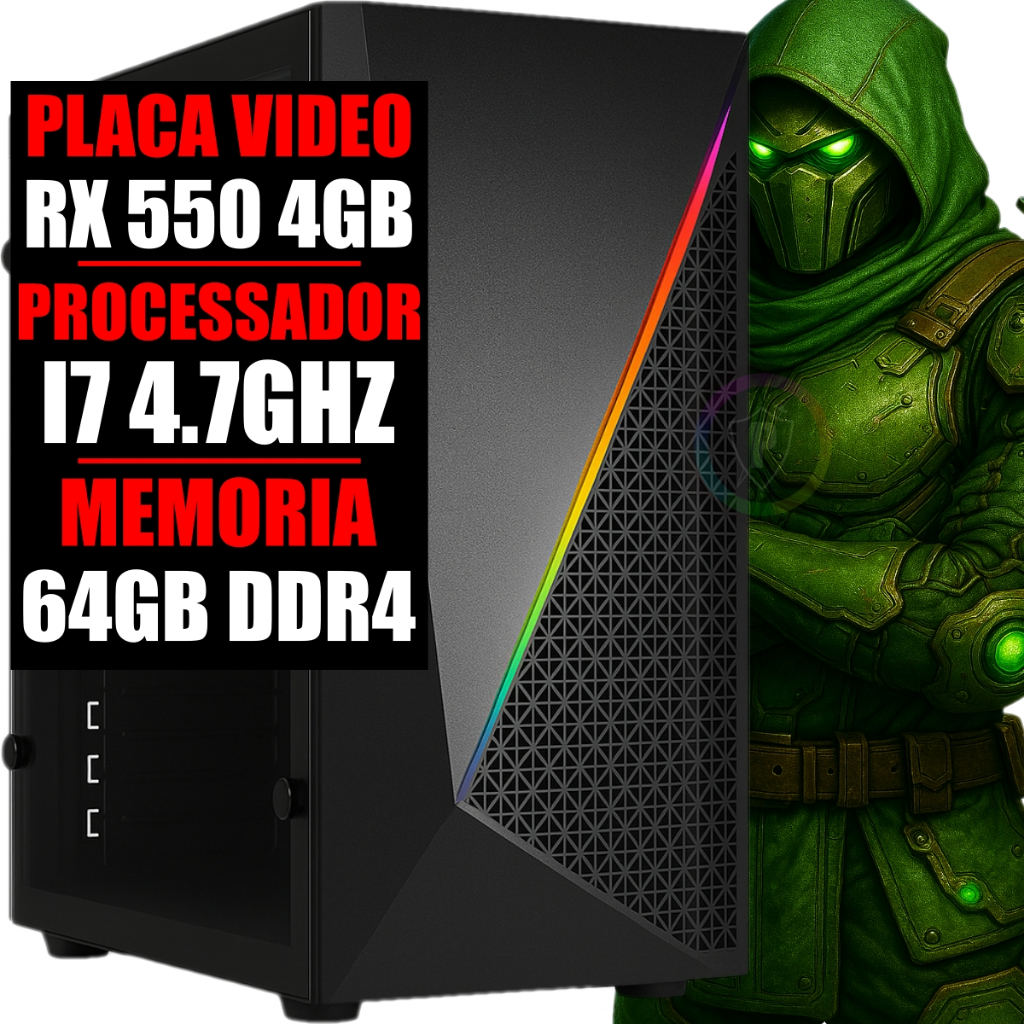 Pc Gamer I7 9 Geração / Placa Video Rx 550 4GB DDR5 / 64gb Ddr4 / Ssd 480gb