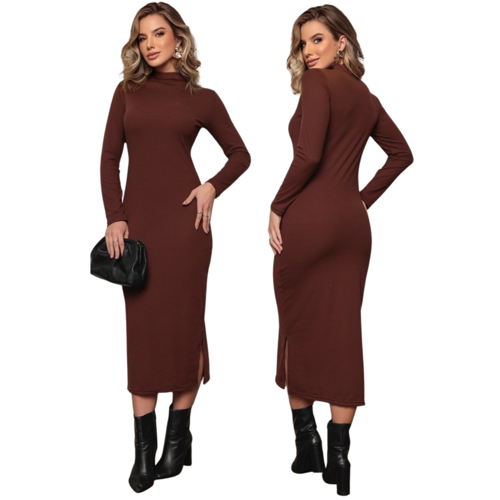 Vestido Gestante Longo Feminino Manga Comprida Canelado Inverno em Oferta na Shopee