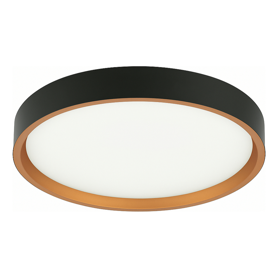 Luminaria Led Sobrepor Lustre Plafon Moderno Redondo 48w Preto Cobre Tipo Montana 51cm Bivolt 110/220v