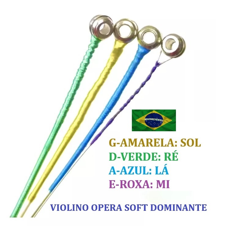 Encordoamento Completo para Violino Opera Soft Dominante Som Limpo Brilhante Cordas 3/4 e 4/4