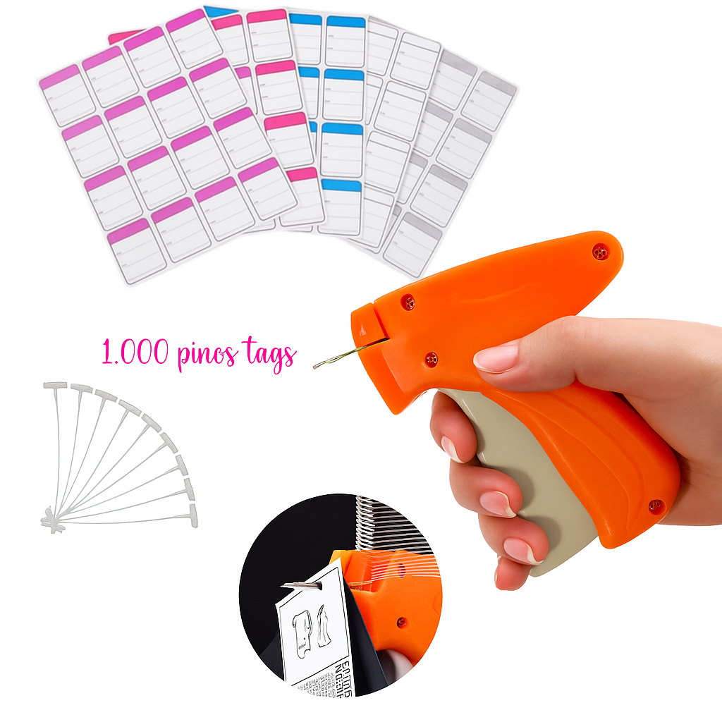Imagem Kit Máquina Aplicador Tag + 1000 Pinos + 1000 Etiquetas Para Roupas