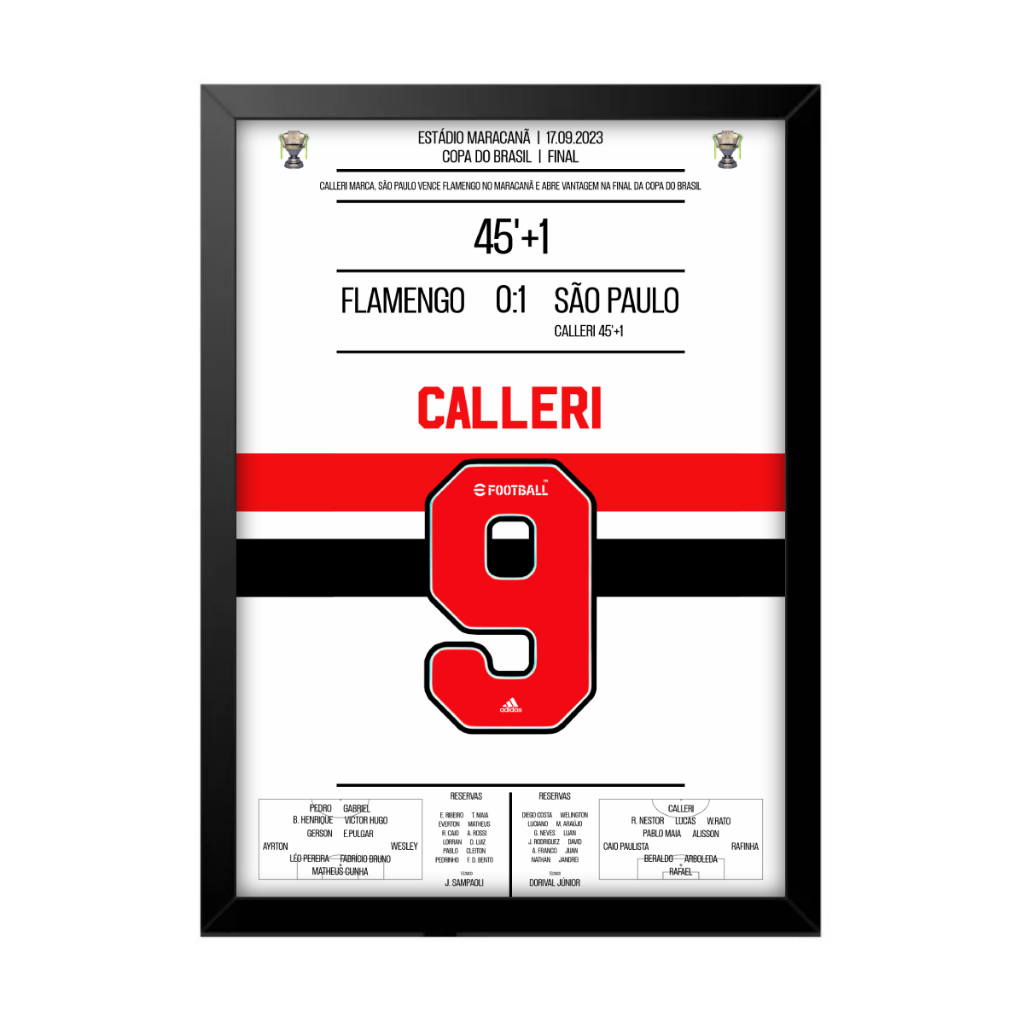 Quadro Decorativo São Paulo Camisa Calleri Copa Do Brasil Sala Quarto Futebol Tricolor Soberano