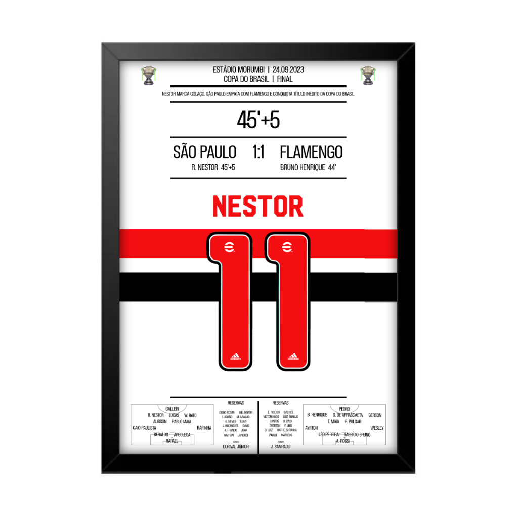 Quadro Decorativo São Paulo Camisa Nestor Copa Do Brasil Sala Quarto Futebol Tricolor Soberano