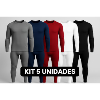 KIT 5 Conjunto Blusa E Calça Térmica UV Unissex Segunda Pele