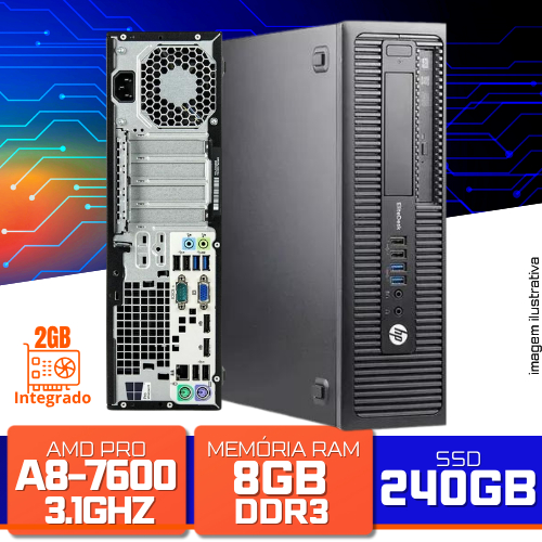 Computador HP EliteDesk 705 G1 SFF - AMD PRO A8-7600b 3.8GHz, 8GB DDR3, SSD 240GB - Windows 11 PRO