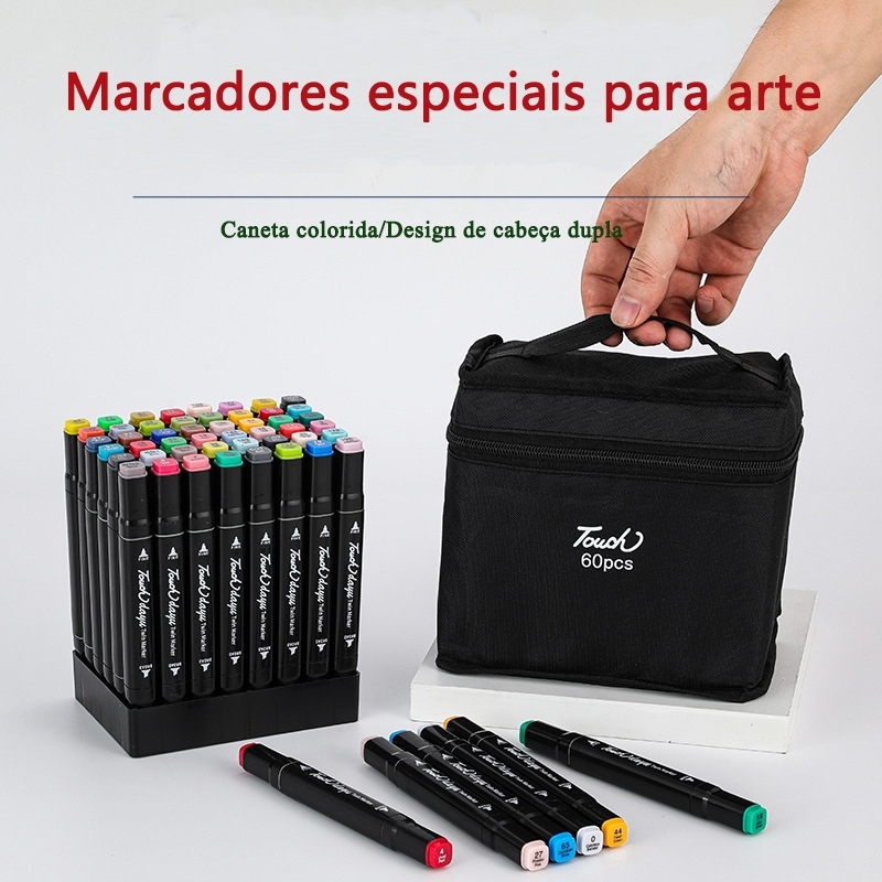 1/3/6/9/12/15/20 Cores Caneta Marcadora canetinhas coloridas Kit Com Ponta Dupla/marcador touch/caneta marker