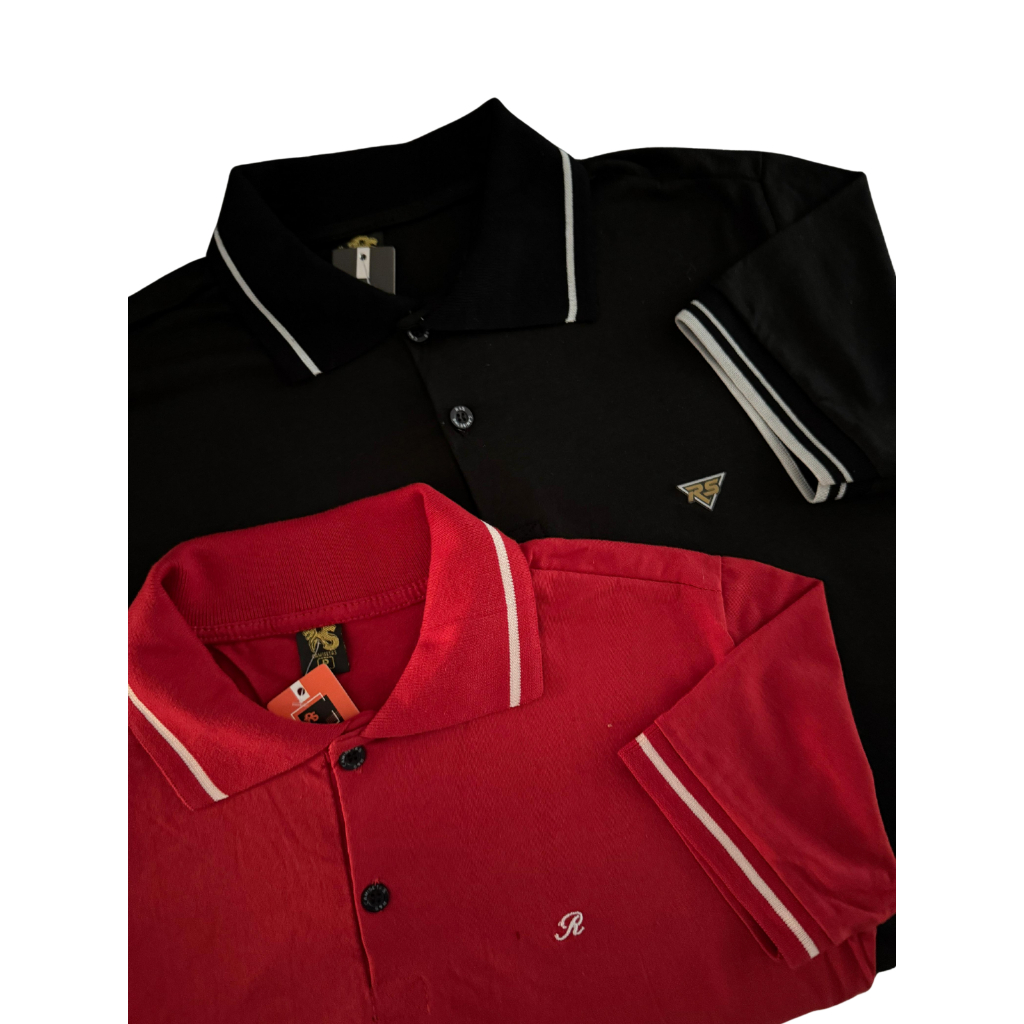 Kit 2 Camiseta Gola Polo Basica 100% Algodão Do P ao GG Malha Boa Camisa Branca Preta e Vermelha