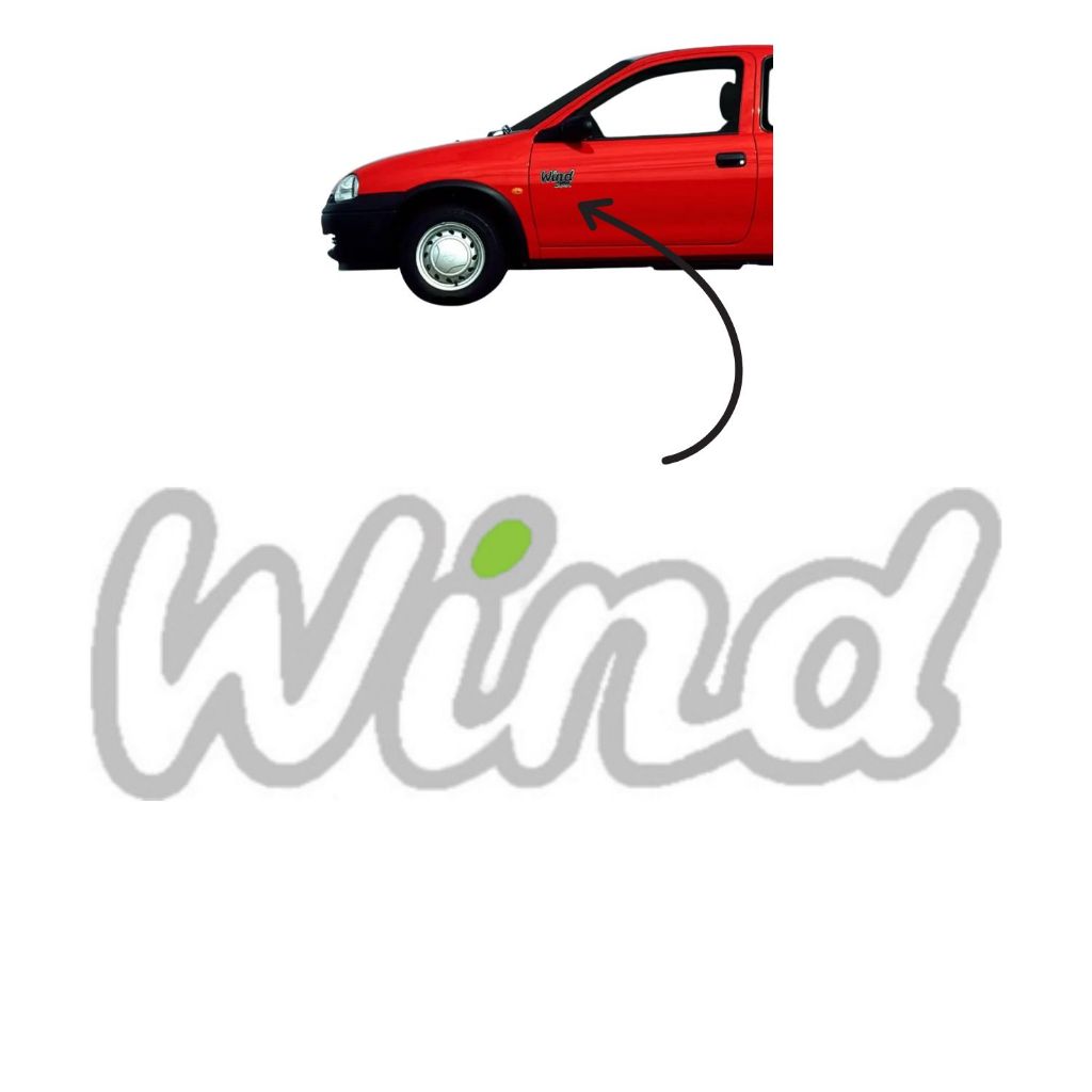 Emblema Adesivo WIND Prata Com Verde Corsa Wind