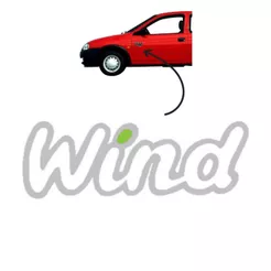 Emblema Adesivo WIND Prata Com Verde Corsa Wind