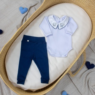 Conjunto Body e Calça Bebê Menino Elefante Marinho Suedine 100% Algodão Bory Masculino Gola Bordada em Oferta na Shopee