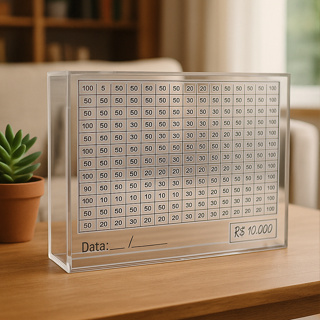 Cofre Cofrinho Dinheiro em Acrílico Desafio 10 Mil Método Japonês em Oferta na Shopee