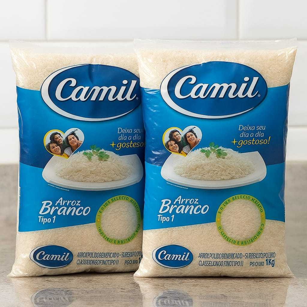 2 Pacotes Arroz Camil Agulhinha Branco Validade Longa 1kg Envio Imediato em Oferta na Shopee