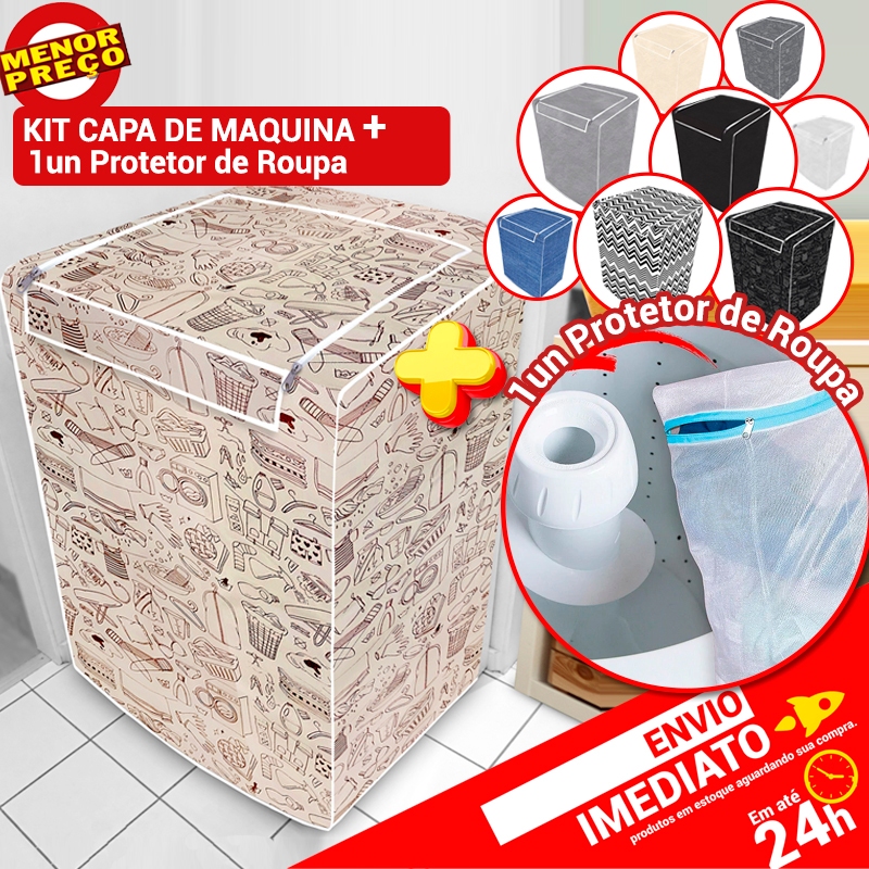 Capa P/ Máquina de Lavar Roupas Lavadora Todos os Modelos Brastemp Electrolux Consul + Saco Protetor