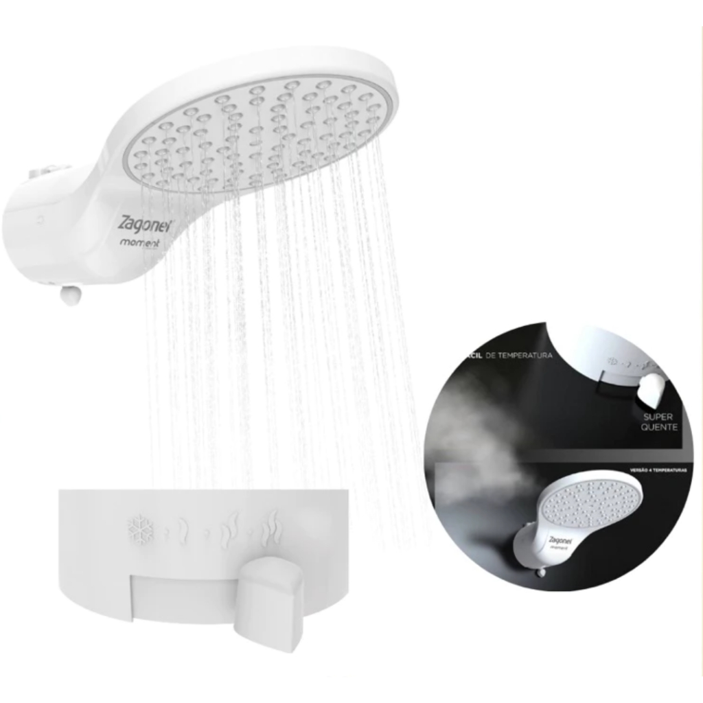 CHUVEIRO DUCHA  MOMENT 4 TEMPERATURAS AQUECIMENTO POTENTE ZAGONEL