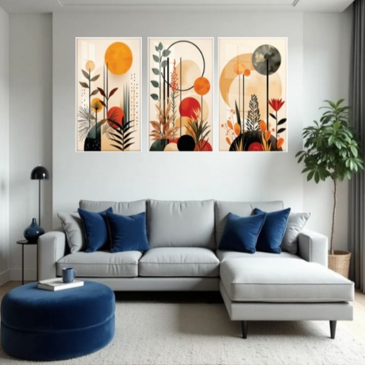 Quadros Decorativos Flores Minimalistas Mosaico Sala Quarto Escritório Premium