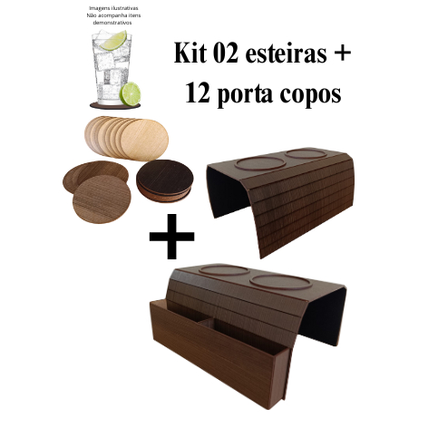Kit com 2 Esteiras de Sofá em MDF – Proteção + Porta Copo + Suporte Controle