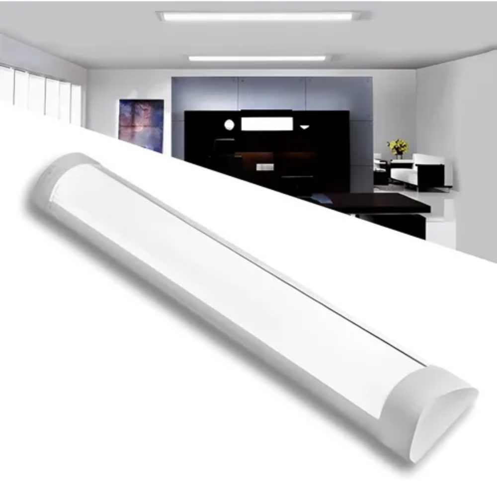 Luminária Tubular Linear Led Sobrepor Slim Calha Bivolt Econômico Branco Frio Quente Decoração Luz