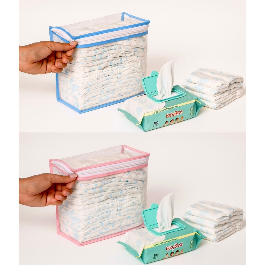 Kit 2 Porta Fralda Nécessaire Organizador Bolsa Mala Saída Maternidade