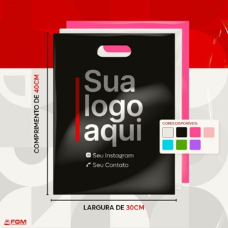 Sacolas Personalizadas Com Sua Logo - 30x40cm - Boca de Palhaço | Alça Vazada - 100/150/250 Unidades em Oferta na Shopee