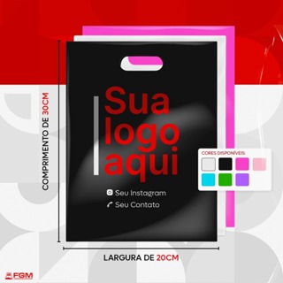 Sacolas Personalizadas Com Sua Logo - 20x30cm - Boca de Palhaço | Alça Vazada - 100/150/250/500 Unidades em Oferta na Shopee