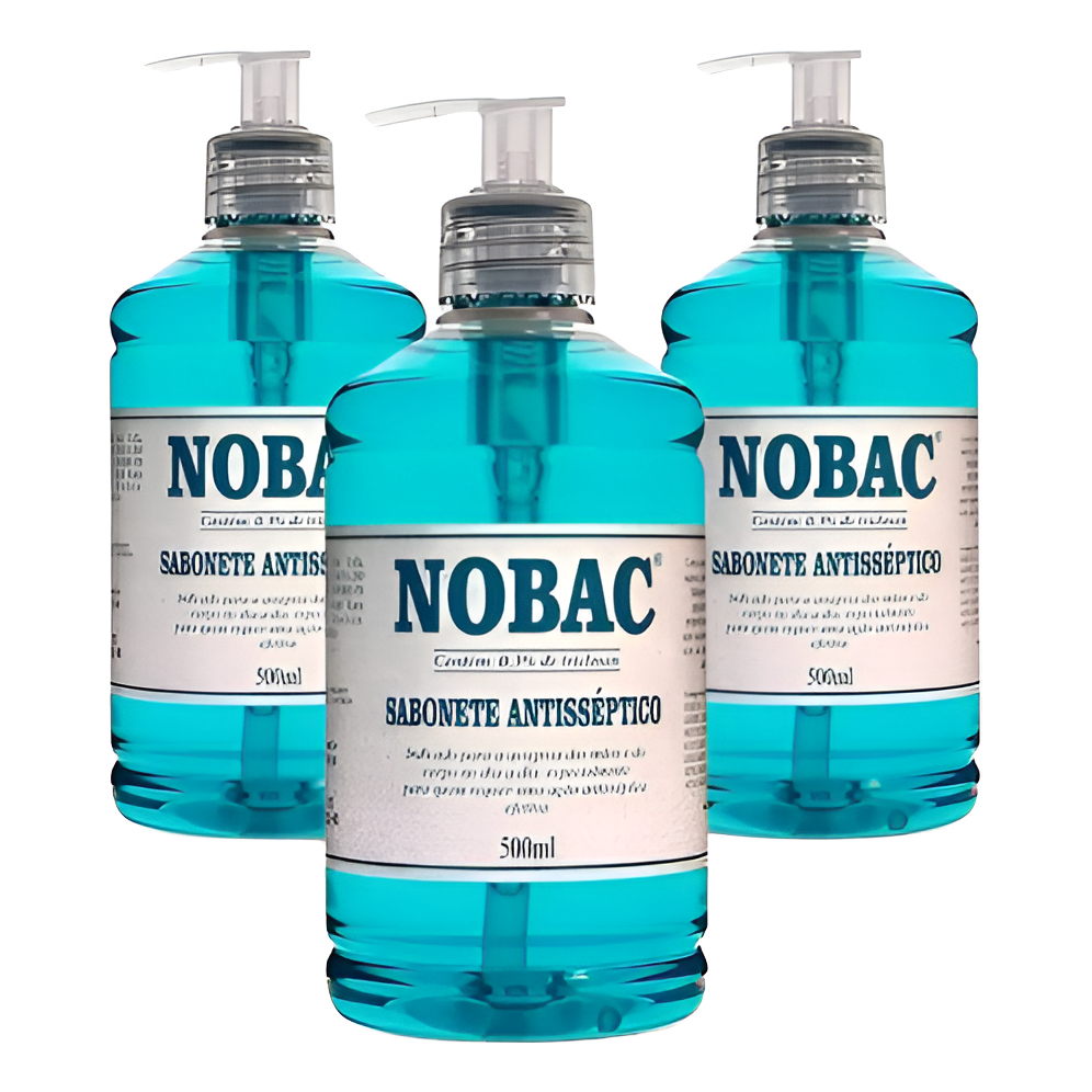 Kit Sabonete Antisséptico Nobac Triclosan 500ml 03 Unidades