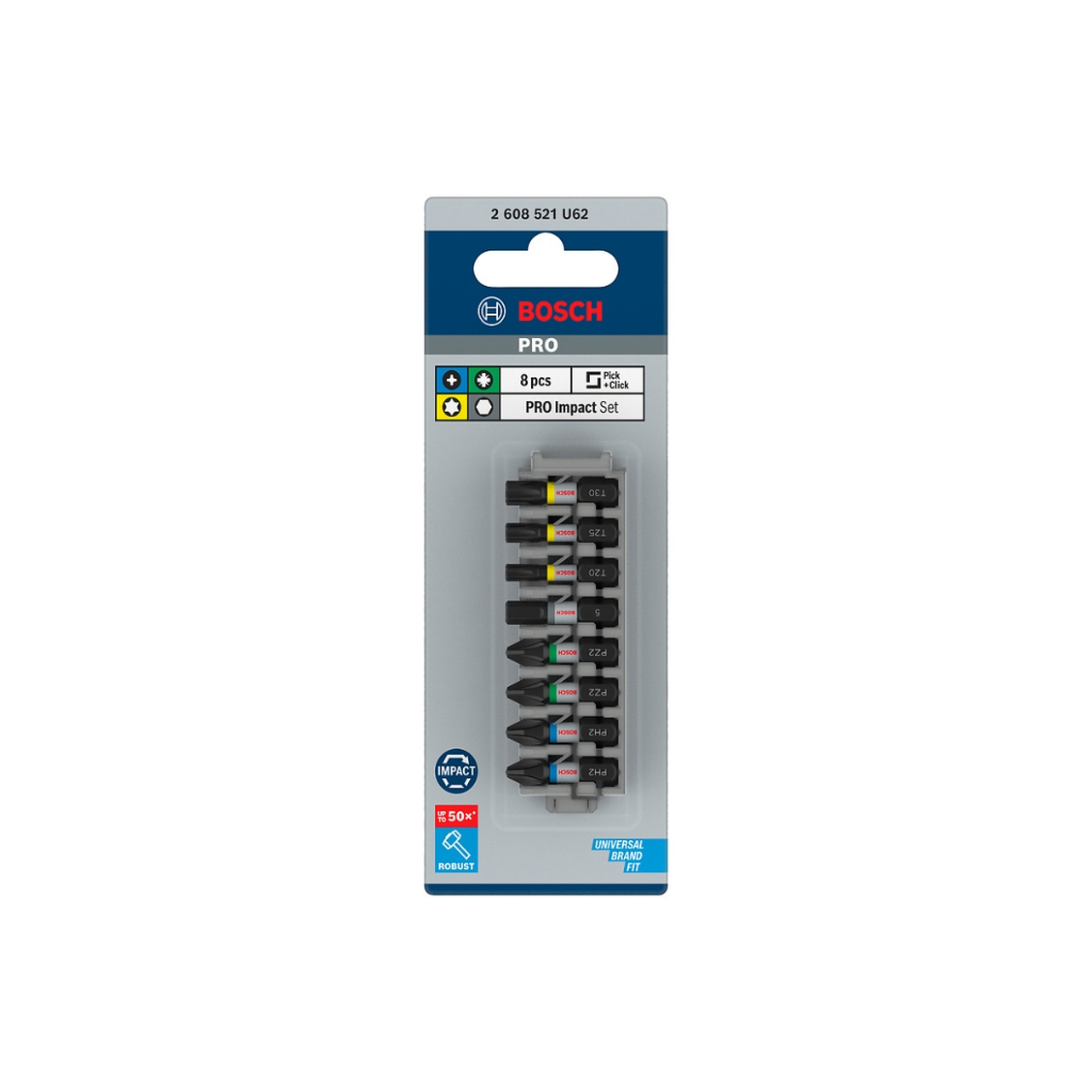 Jogo De Bits Pro Impact Phpzht 25mm 8 Peças Bosch