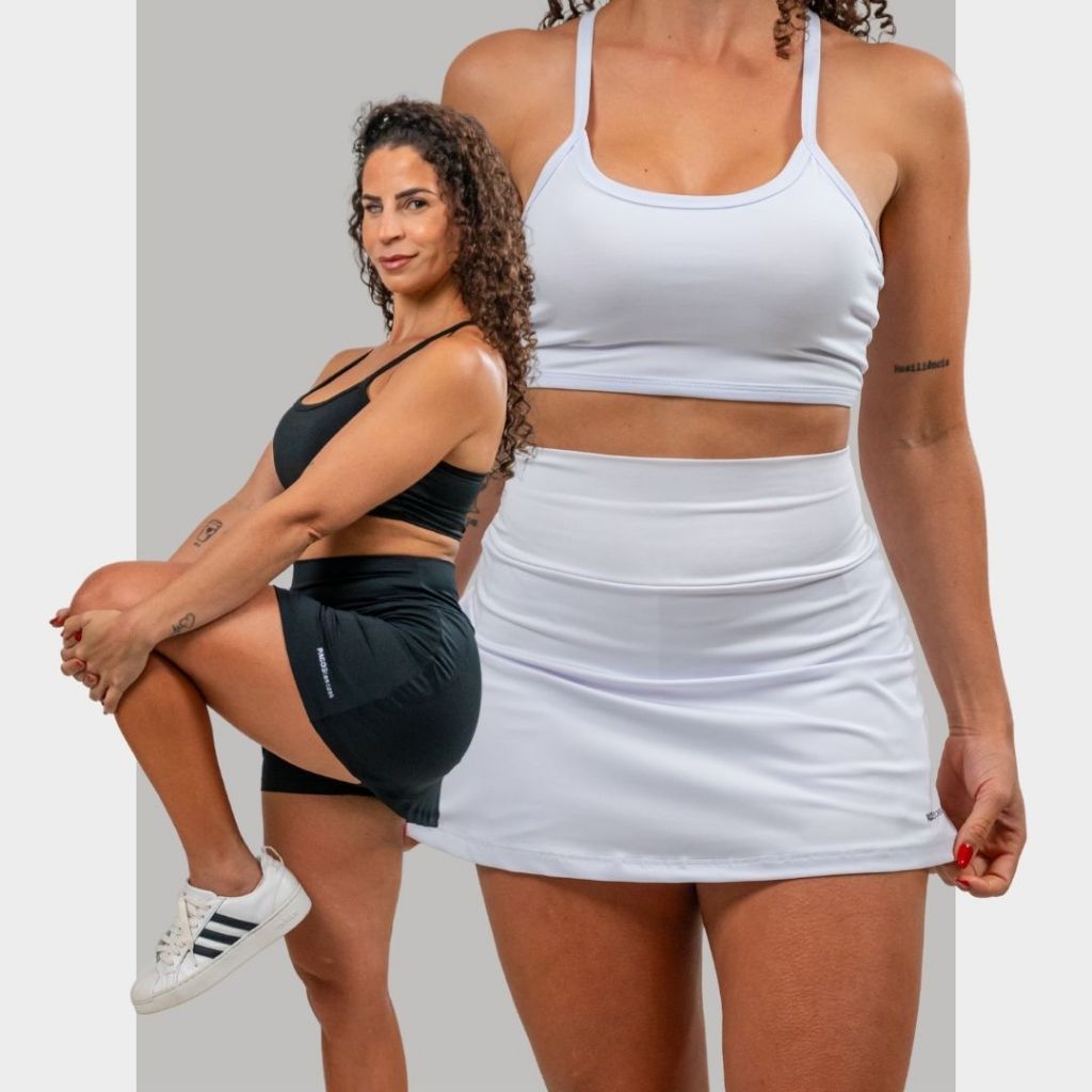 Short Saia Academia Tapa Bumbum 2 Bolso Oculto pra Celular/Chave/Fone Fitness Sport c/ Proteção UV em Oferta na Shopee