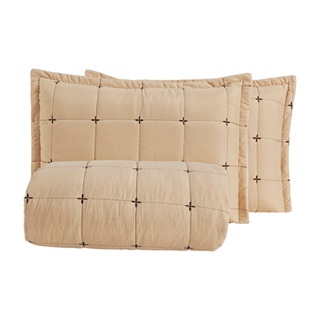 Cobre Leito Colcha Lisboa Bordado Dupla Face Casal Padrão 3 Peças em Oferta na Shopee