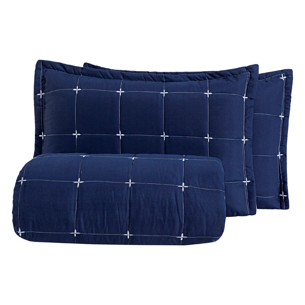 Cobre Leito Colcha Lisboa Bordado Dupla Face King 3 Peças em Oferta na Shopee