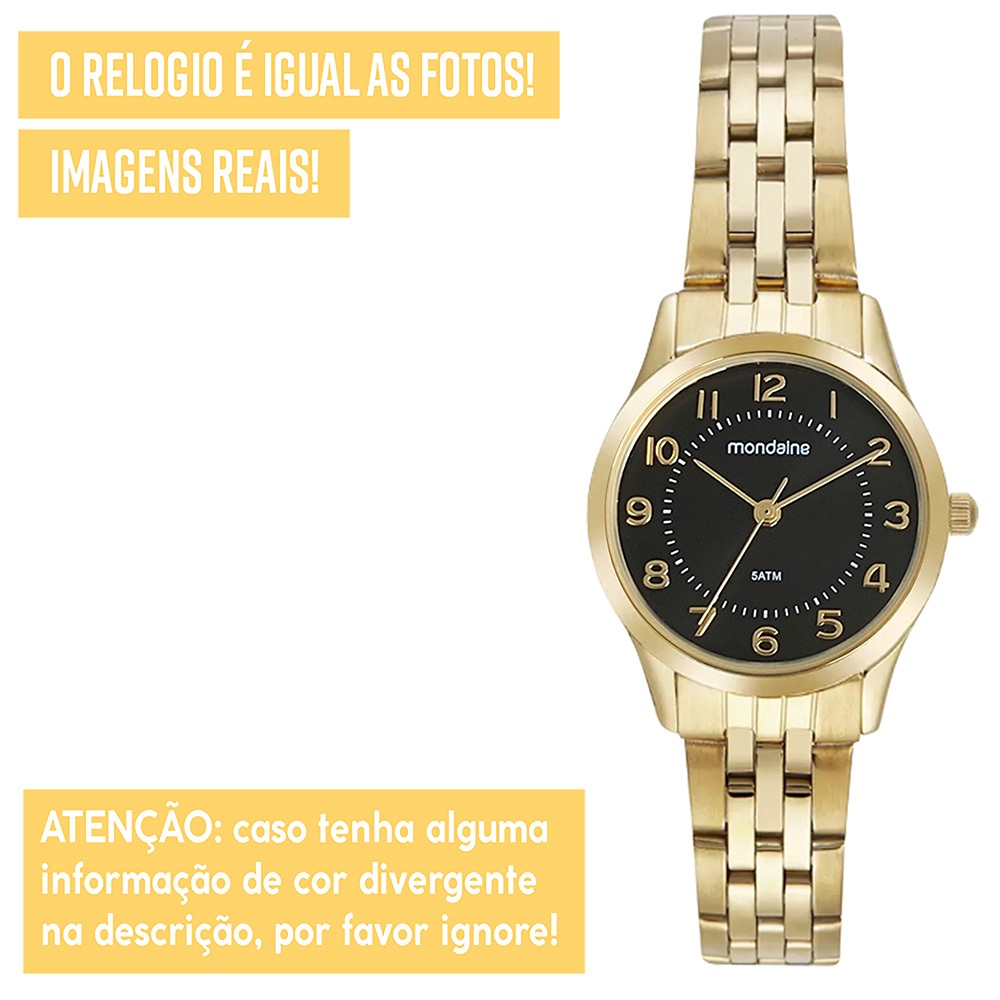 Detalhes do Relógio Mondaine Feminino Garantia 1 Ano Dourado Prova Dágua