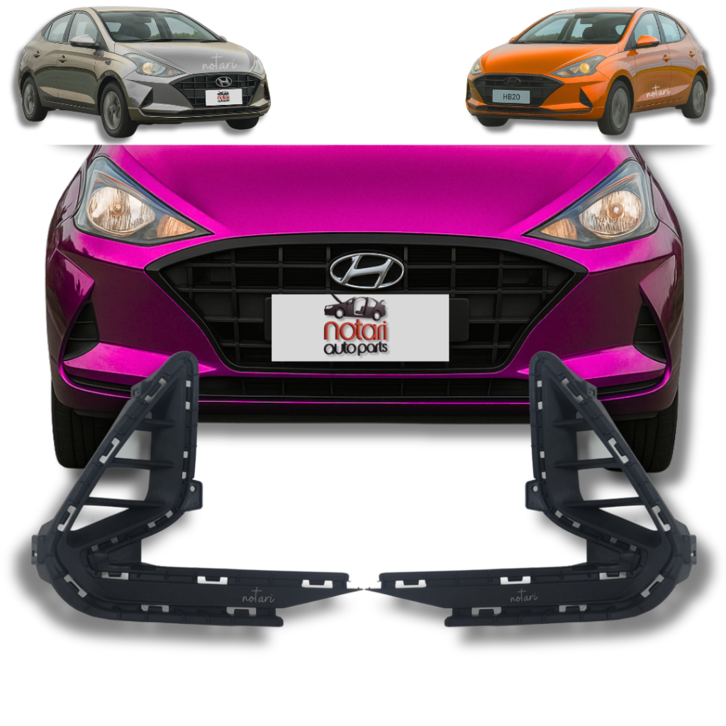 Par Moldura Grade Do Farol De Milha Hyundai Hb20 Hb20s 2020 2022 Sem furo