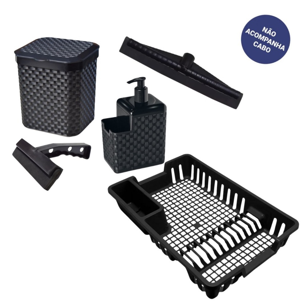 Kit Cozinha Completa – Escorredor, Lixeira 5L, Porta Detergente, Rodinho e RODO sem base em Oferta na Shopee