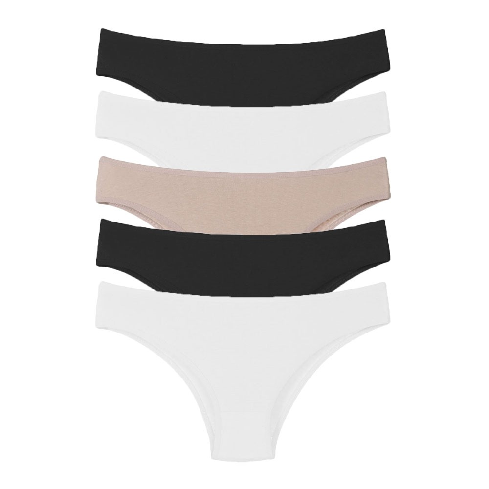 Kit 5 Calcinha Algodão Tanga Biquini Básica Cotton Reforçada Confortável A10 Lisa Feminina - Women Clothes