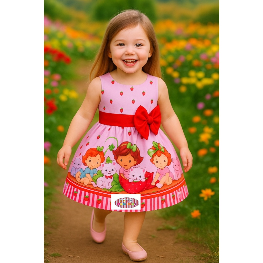 Vestido Temático Infantil Morango Baby